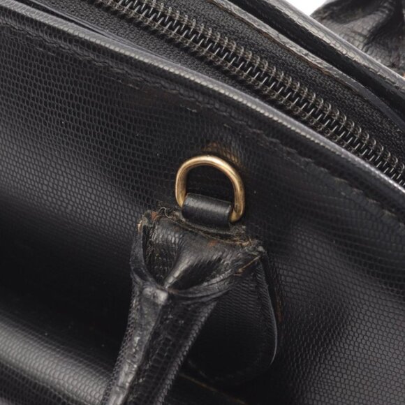 Celine Handbag Circle Logo Black Leather B - Picture 7 of 9